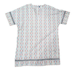 Cabana life Women's Tunic swim cover up Cream Pink and Blue Size Large